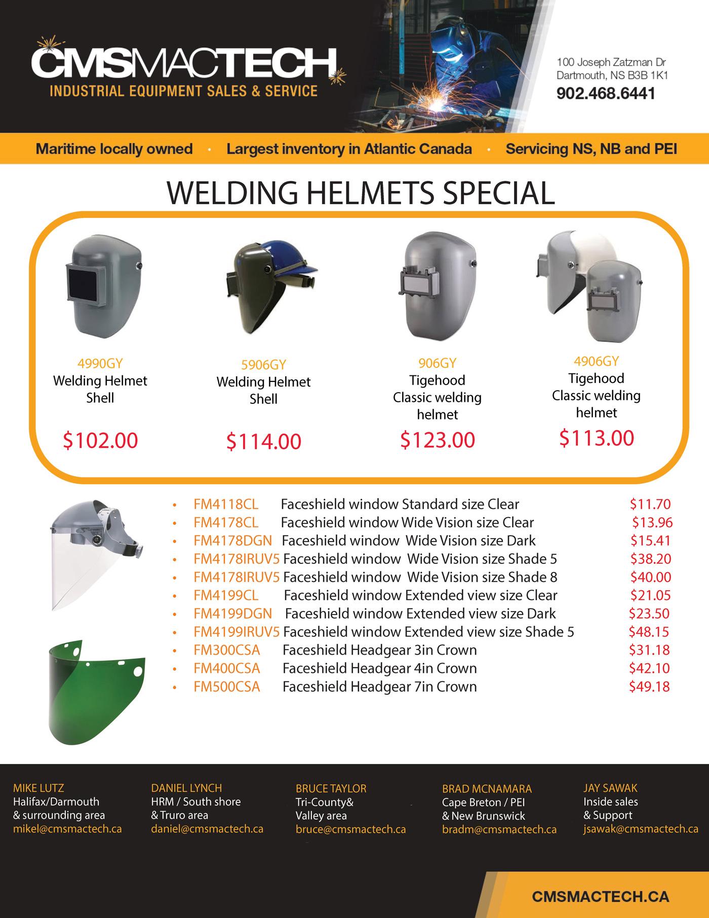 Special pricing on welding helmets and face shields
