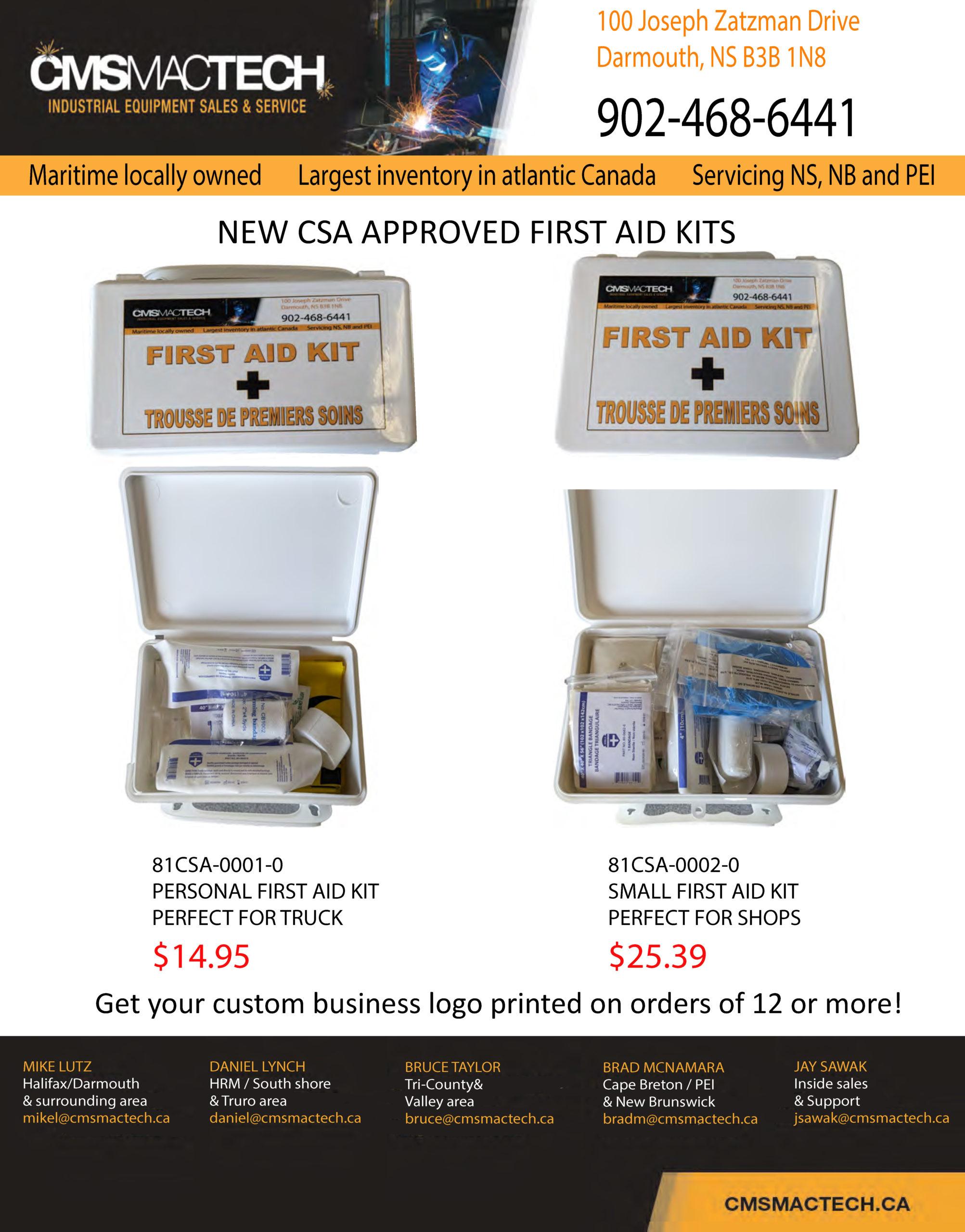 New CSA Approved first aid kits
