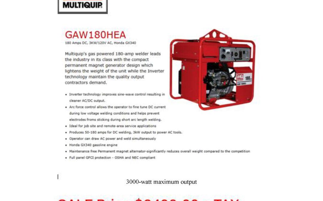Multiquip GAW180HEA Sale!
